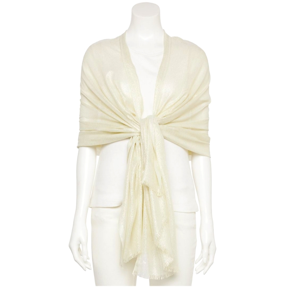 Oversize Semi Sheer Shimmery Wrap Scarf Shawl with Fringe
